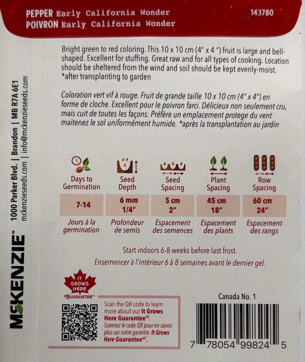 Early California Wonder Pepper - LandscapeDirect