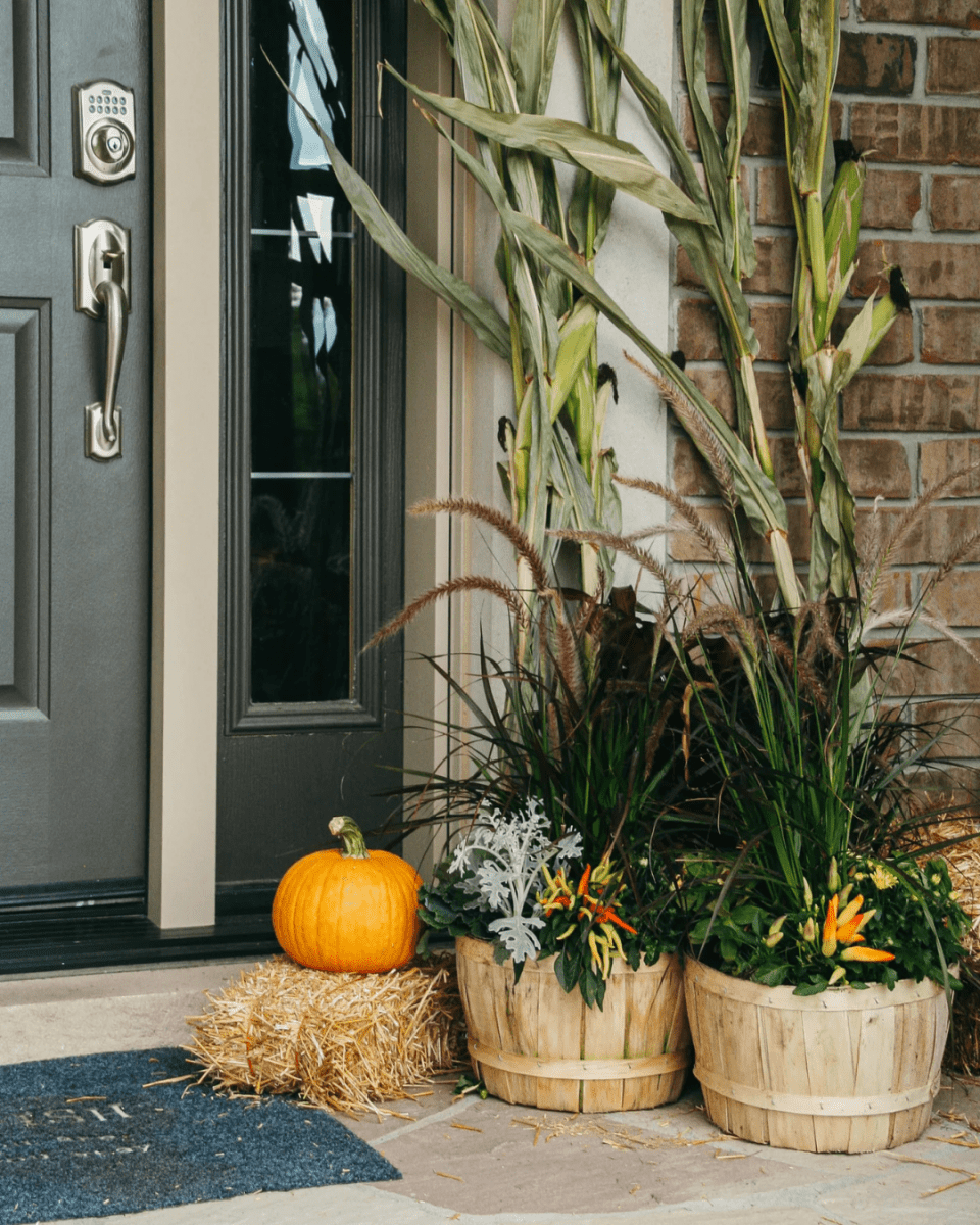 10" Fall Planter - Wood Basket - LandscapeDirect