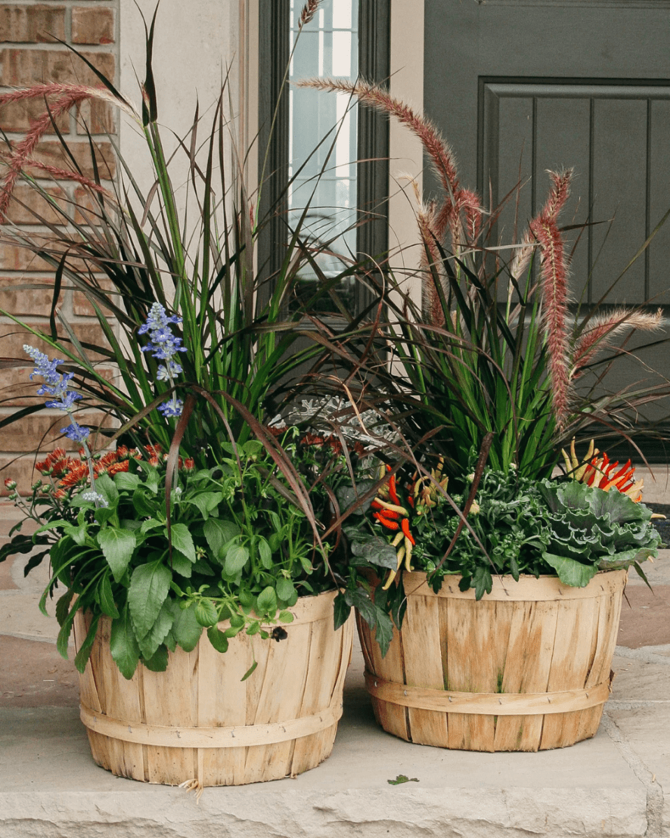 10" Fall Planter - Wood Basket - LandscapeDirect