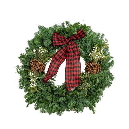Cabin Christmas Wreath - 24 Inch - LandscapeDirect
