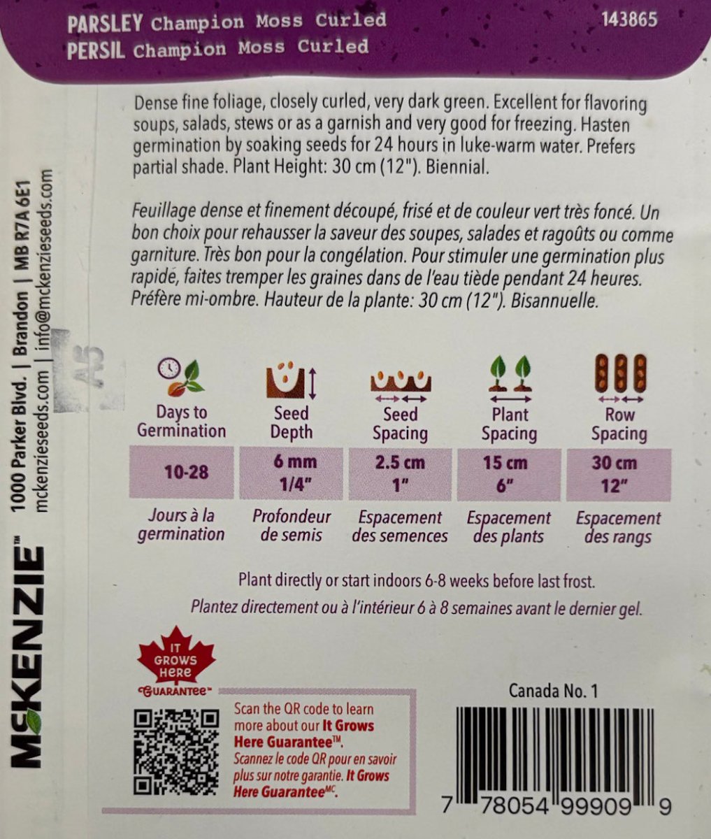 Champion Moss Curled Parsley - LandscapeDirect