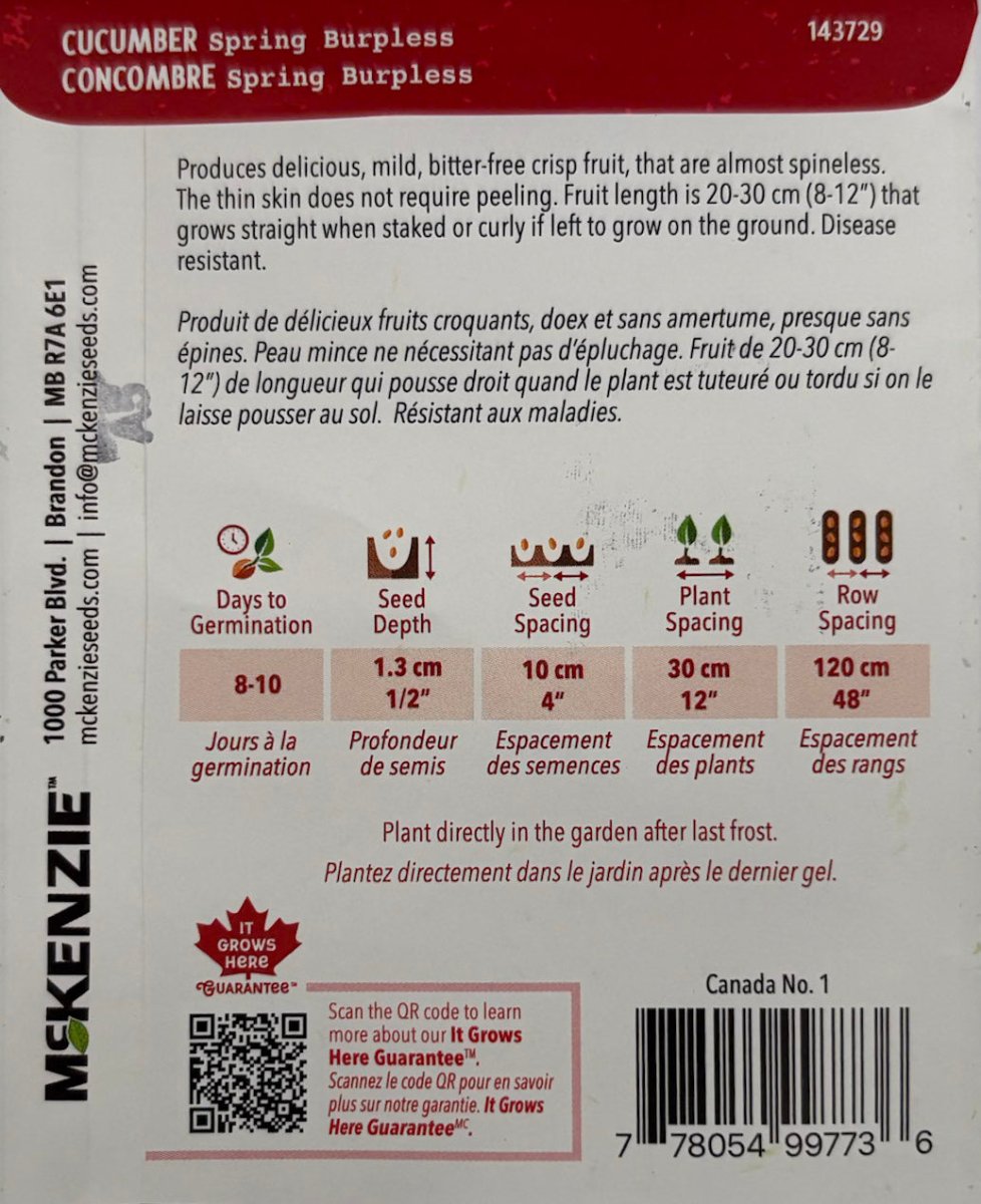 Spring Burpless Cucumber - LandscapeDirect